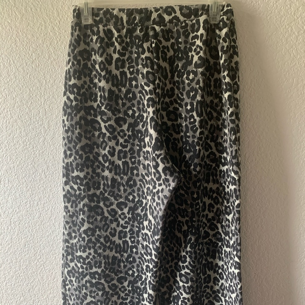 Grey Leopard Print Culottes Pants